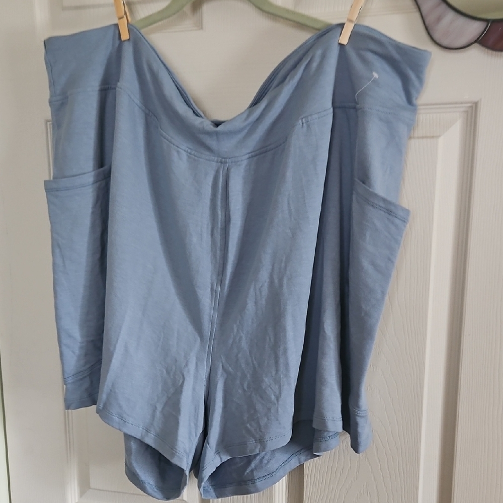 Blue Asymmetrical Sleeveless Relaxed Shorts